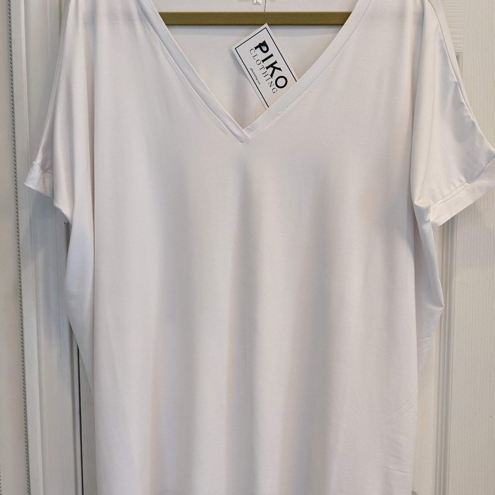 Short Sleeve Piko Top - White NWT